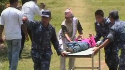 Injured person on stretcher