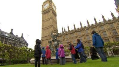 Scouts outside Parliament