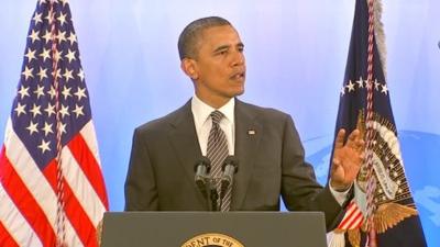 US President Barack Obama unveils a food security plan ahead of the G-8 summit at Camp David, Maryland 18 May 2012