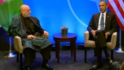 Afghan President Hamid Karzai and US President Barack Obama