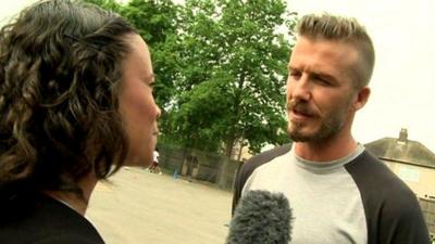 David Beckham speaking to Leah