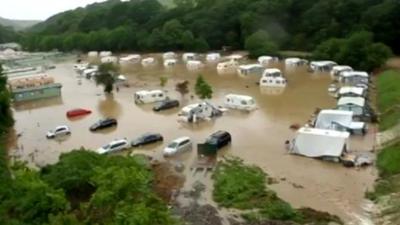 Flooded caravan site