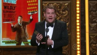 James Corden picking up his Tony Award