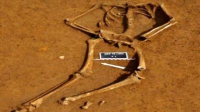 Unearthed skeleton in Belgium,