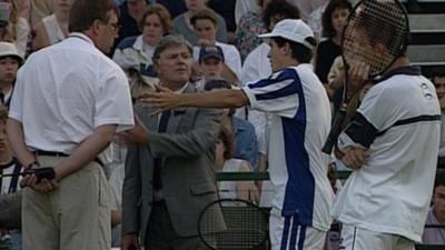 Tim Henman disqualified at Wimbledon 1995