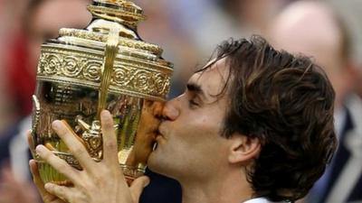 Roger Federer wins his seventh Wimbledon singles title