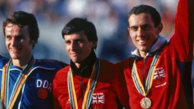 Seb Coe (centre) with Steve Ovett (right)