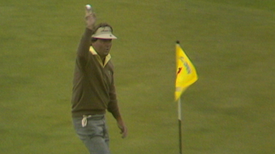 America's Lanny Wadkins celebrates hole-in-one