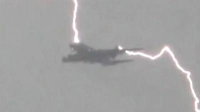 Plane struck by lightning