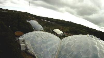 The Eden Project as seen from its new zip wire