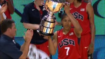 Maya Moore celebrates USA's win over GB