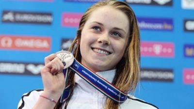 Sycerika McMahon celebrates after winning silver at the European Championships