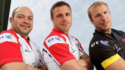 Rory Best, Tommy Bowe and Stephen Ferris