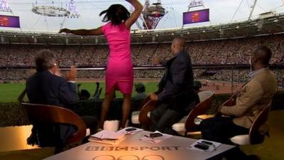 John Inverdale, Colin Jackson, Michael Johnson and Denise Lewis