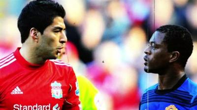 Luis Suárez and Patrice Evra