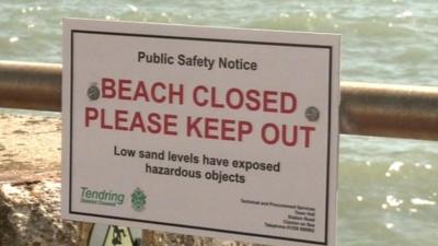 Beach closed sign