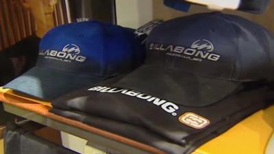 Billabong caps and shirts