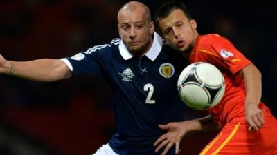 Alan Hutton in action during Scotland's 1-1 draw with Macedonia