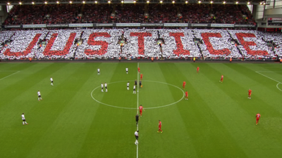 Anfield pays tribute to the victims of the Hillsborough disaster