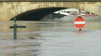 River Ouse in York which has burst its banks