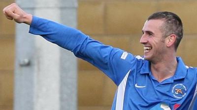 Ryan Campbell celebrates scoring the winner against Coleraine