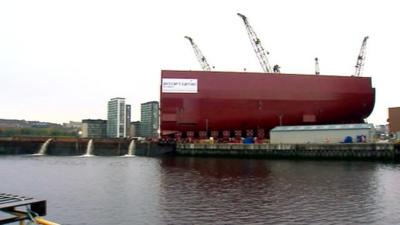 Hull section of HMS Queen Elizabeth at BAE in Govan