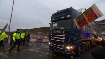 Protesters against live animal exports at the Port of Ramsgate