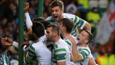 Celtic players celebrate