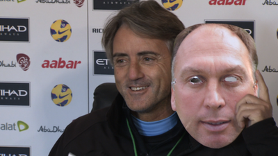 Roberto Mancini takes off his David Platt mask