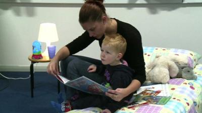 A child and mother at a sleep workshop
