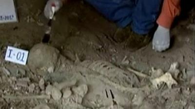 Human remains at the Machu Picchu site