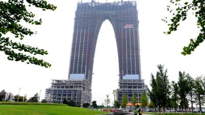 Gate of the Orient building, Suzhou, China