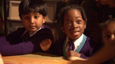 Schoolchildren in east London