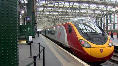 Virgin train in Central Station, Glasgow