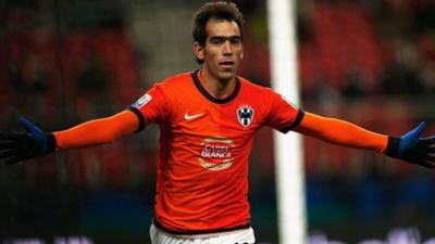 Monterrey forward Cesar Delgado celebrates