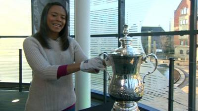 Leah holds the FA Cup