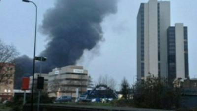 Plume of smoke in Vauxhall