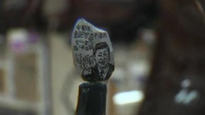 Portrait of Xi Jinping on a grain of rice