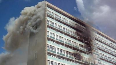 Lakanal House on fire
