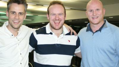 Richard Bacon, Ben Pilling and John Hartson