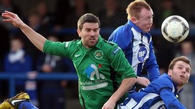 Match action from Coleraine against Ballinamallard United