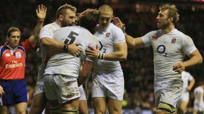 England celebrate Geoff Parling's second-half try