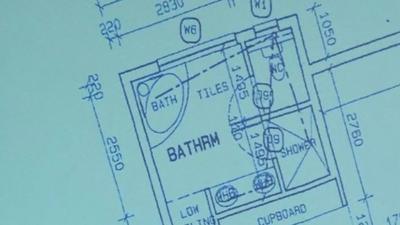 Map showing bathroom layout