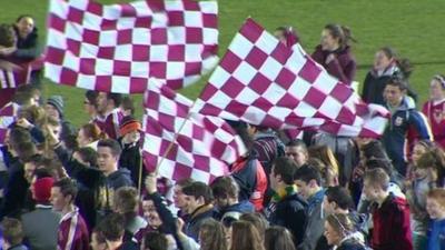 St Paul's Bessbrook fans celebrate victory over St Macartan's in the MacRory Cup semi-final