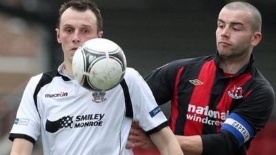 Match action from Crusaders against Lisburn Distilery