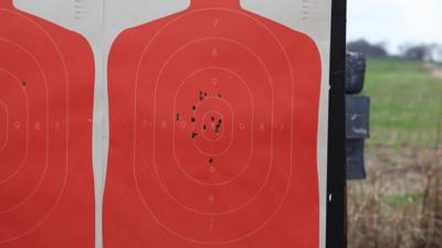 Gun target on Texas firing range