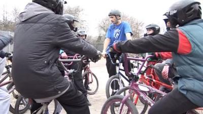 Youngsters try out BMX riding