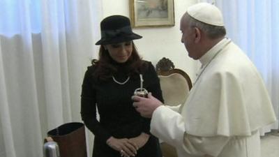 Argentine President Cristina Fernandez de Kirchner and Pope Francis