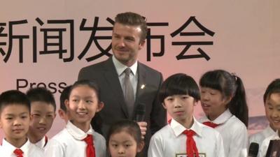 David Beckham with a group of Chinese children