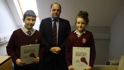 School Reporters Michael and Anna with Ben Wallace MP